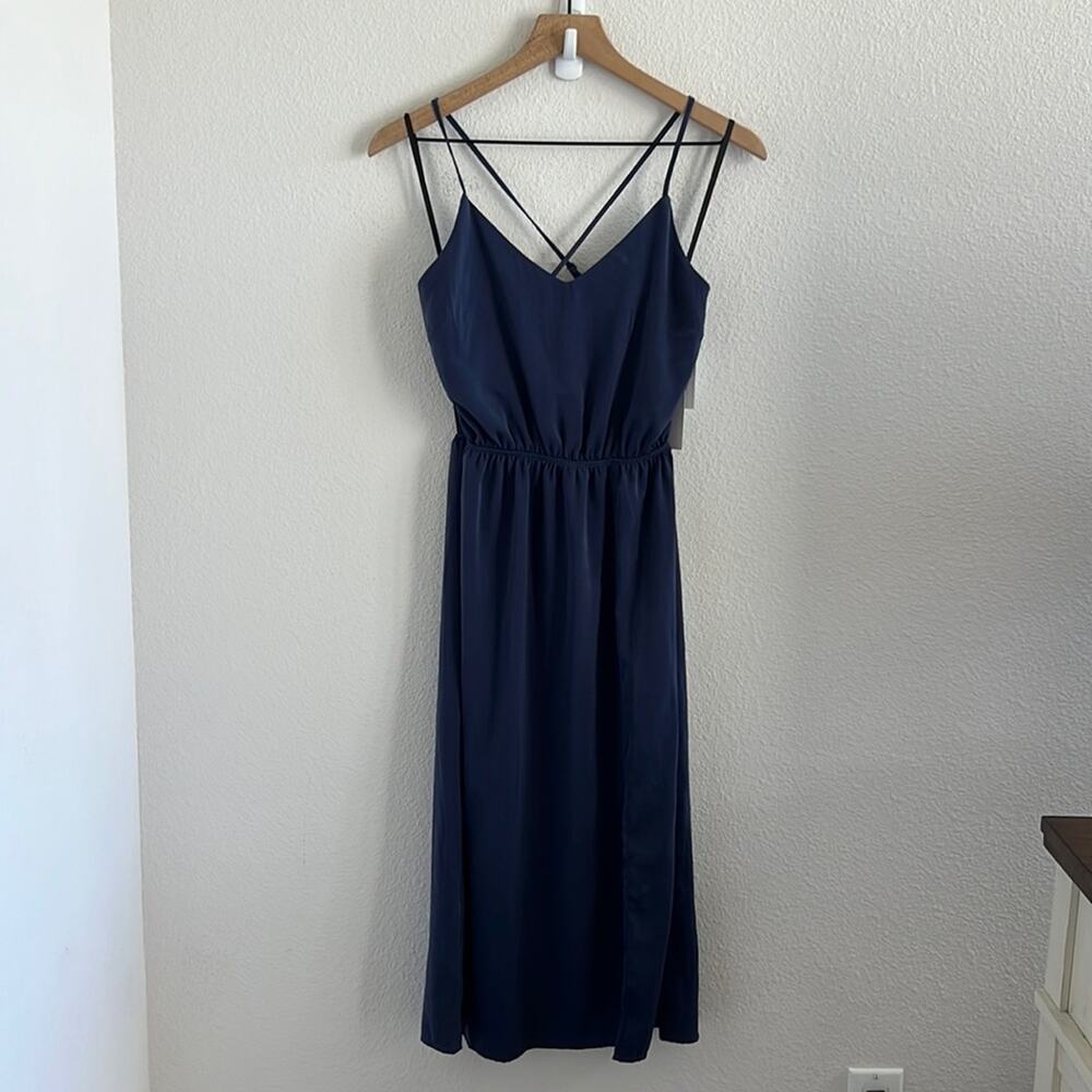 NWT Lord & Taylor Design Lab Dress Silky Midi Lightweight Blue XS